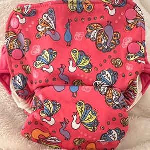 EUC GroVia Retired Peacock pink organic cotton AIO diaper one size